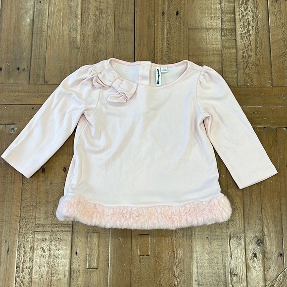 Janie and jack pink faux fur trim tee - Picture 1 of 6